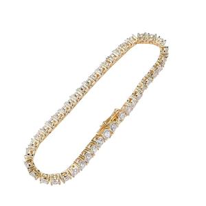 Venta al por mayor plateado 3 4 5 6mm falso diamante tenis cadena pulsera en latón - Product Image 6