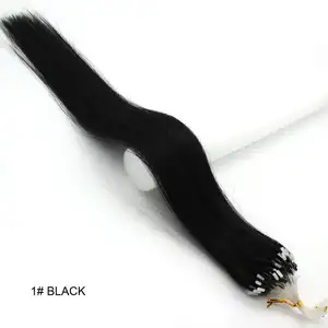 20インチ100s 0.5グラム/セットEasy Loop/Micro Ring Beads Remy Human Hair Extensions Straight Jet Blackマイクロリングループヘアーエクステンション