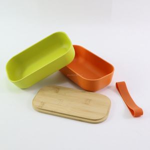 Boîte à lunch en fibre de bambou PLA avec couvercle en bambou pour adultes et enfants Boîte à lunch étanche avec couverts allant au lave-vaisselle sans BPA - Product Image 6