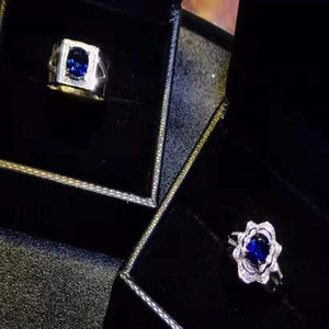Saudi Arabia Luxury Blue Gemstone Jewelry 18k Gold South Africa Real Diamond 1.4+1.1ct Sri Lanka Natural Sapphire <strong>Couple</strong> <strong>Ring</strong> - Product Image 4