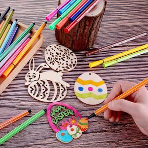 60pcs Set 6 Style Blank <strong>Wooden</strong> Embellishments <strong>Egg</strong> and Bunny Shape Hanging Ornaments <strong>Easter</strong> Party Decorations - Product Image 4