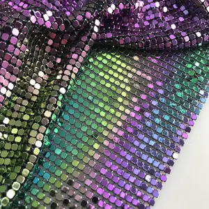 Soft Multi Color Metallic Sequin Fabric Metal Mesh Aluminum Chainmail Fabric For Garment Party Decoration