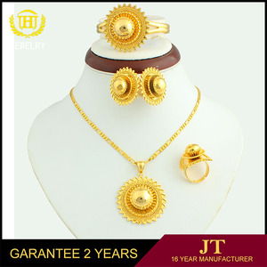 Joyería de La boda Establece 24 K Oro Verdadero Plateó el Pendiente/Pulsera/Collar Conjuntos De Joyería de La Boda - Product Image 1