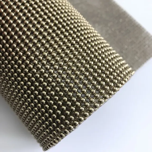 Sparkling Metallic Sequin Cloth Hot Fix Metal Beaded Mesh Sheet Aluminum Chain Mail Fabric For Curtains