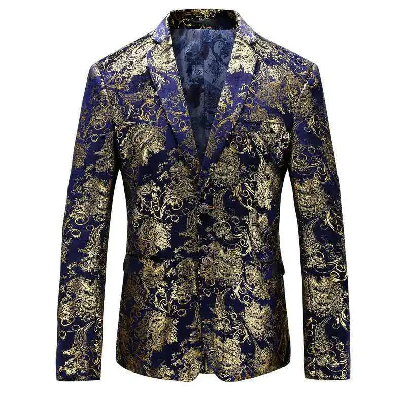 Golden Blue Color mtm custom made to measure Men's Dress Floral Suit Notched Lapel Slim Fit SUIT