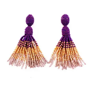 Zooying 2023 Fashion Boho Style Ombre Seedbeads Tassel Earring For Women