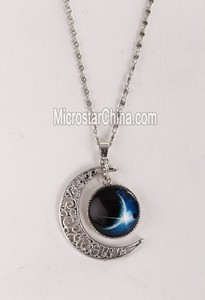 Mode bijoux souris sur l'image pour <span class=keywords><strong>agrandir</strong></span> Hot élégant femmes Galaxy univers croissant lune verre Cabochon collier pendentif - Product Image 6