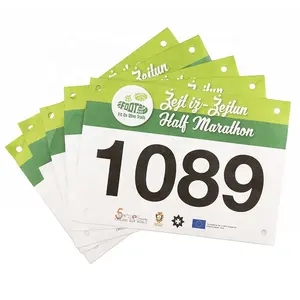 Yüksek kaliteli özel maraton koşu numarası Bib Tyvek kağıt yarış Bib numarası ekran