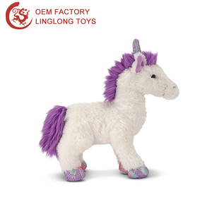 Ornement de bureau en forme de licorne avec logo personnalisé, jouet licorne debout en <span class=keywords><strong>peluche</strong></span> avec queue bleue - Product Image 2