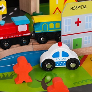 Table de train en bois pour enfants, jouet de train en bois pour la maternelle, 90 pièces, vente en gros, W04C009B - Product Image 4