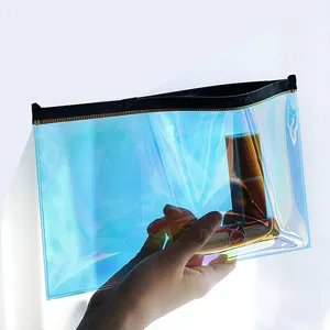 Hot Jual Populer Reclose Hologram Slider Kosmetik PVC Tas/