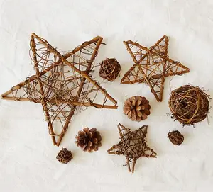 Anel de palheta artesanal, novo estilo artesanal de cor natural, decorativo, em forma de estrela, wreaths