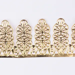 gold plated decorative filigree metal wraps jewelry metal strip for crown
