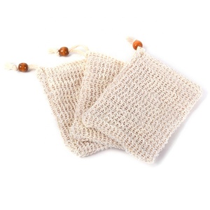 Wholesale Organic Mesh Natural Eco-Friendly Sisal Bath Soap Cleaning Bag With Rope