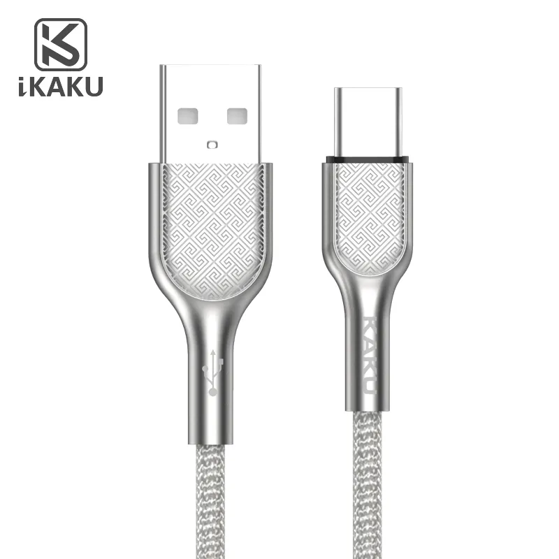 KAKU 2021 1.2m naylon çinko alaşım cep mikro usb c tipi şarj kablosu toplu iPhone Android telefonlar için