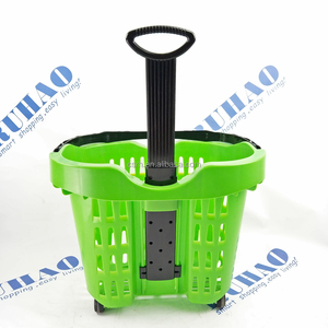 RH-BPR56 540*400*435mm Verde Big apple Tamanho Cesta De Supermercado Carrinho Cesta De Rolamento Cesta De Compras - Product Image 5