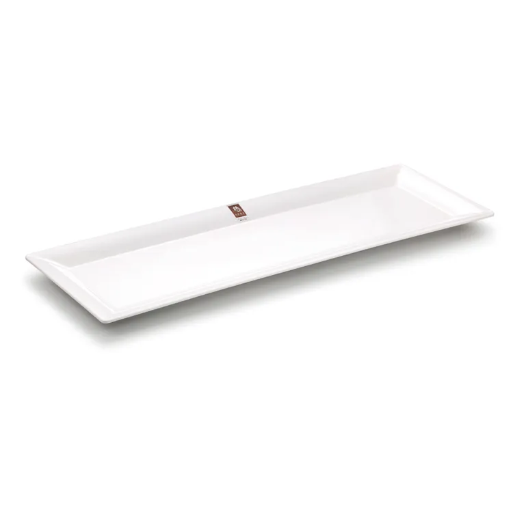 Custom white melamine rectangular dinner food trays, plastic serving storage trays