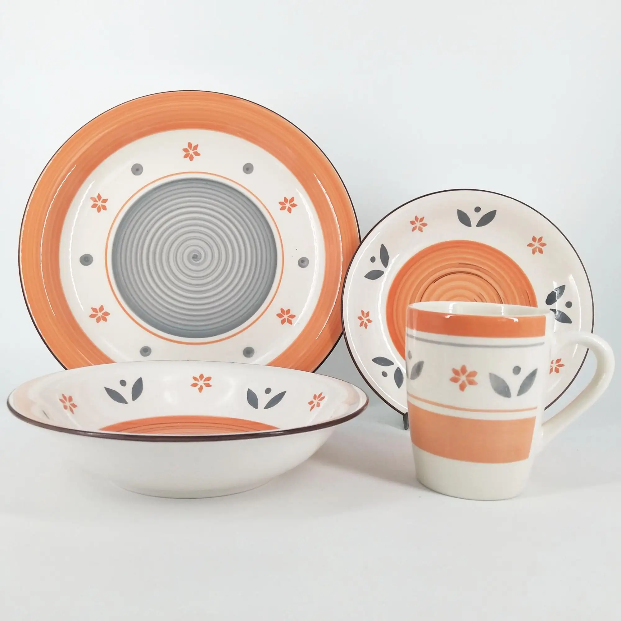 Groothandel 16Pc Handgeschilderde Steengoed Servies Sets