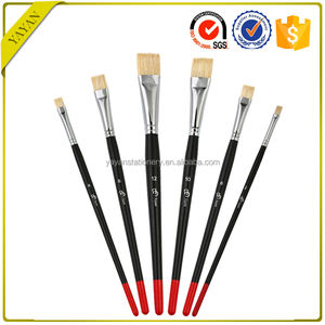 Новое поступление, 6 шт., плоская кисть с натуральной щетиной для масляной краски волос, сделано в Китае - Product Image 2