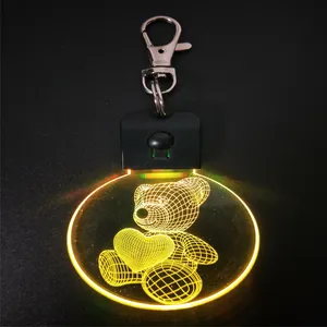 Đáng Yêu Gấu Led Bulb RGB Colors 7 Màu Sắc Có Sẵn Đen Cơ Sở Cắt Laser Khắc Thiết Kế 3d Illusion Đèn - Product Image 1