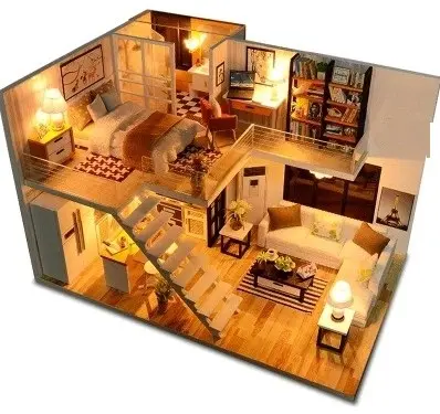DIY miniature dollhouse with light best gift handmade miniature Europe classic wood doll house dollhouse for girls TYD2313