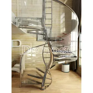 luxury villas design glass spiral staircase