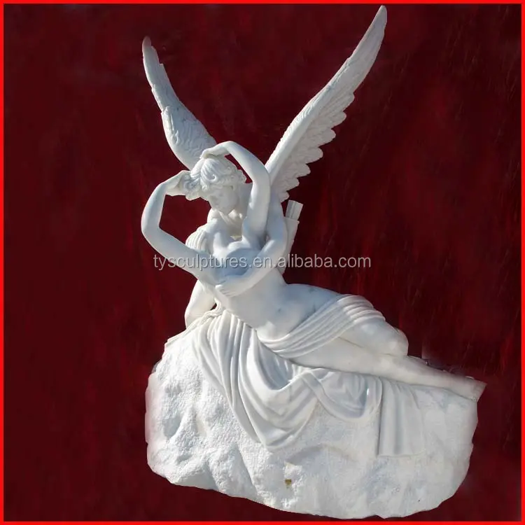 Estatua de Ángel desnuda, famosa escultura de Ángel besándose de piedra para jardín, para mujer y hombre