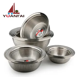 Chất Lượng Tốt Phụ Kiện Nhà Bếp Thép Không Gỉ Colander Giỏ Gạo Lọc Thép Không Gỉ Kim Loại Colander