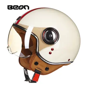 Neue Retro Motorrad Helm Open Face Helm Leder Roller Helme 3/4 Chopper  Casco Moto Vespa Vintage Helm Motorrad - AliExpress