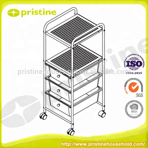 Carro de almacenamiento con 2 Estantes de metal, cajones de movilidad, 3 pp, fabricante de muebles de Taiwán - Product Image 4