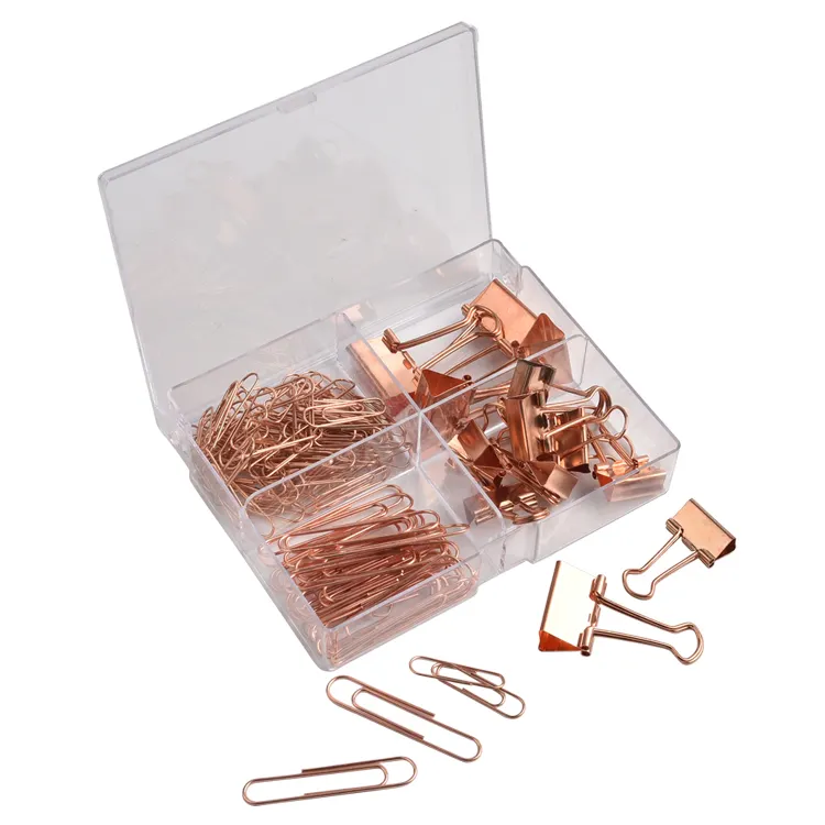 Hộp Nhựa Văn Phòng Phẩm Rose Gold Giấy Binder Clips Set Văn Phòng Nhà Clip Rose Gold Giấy Clips Set