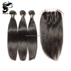 3 bundles peruvian aosun human non-remy hair extension weaves pictures factory price virgin peruvian