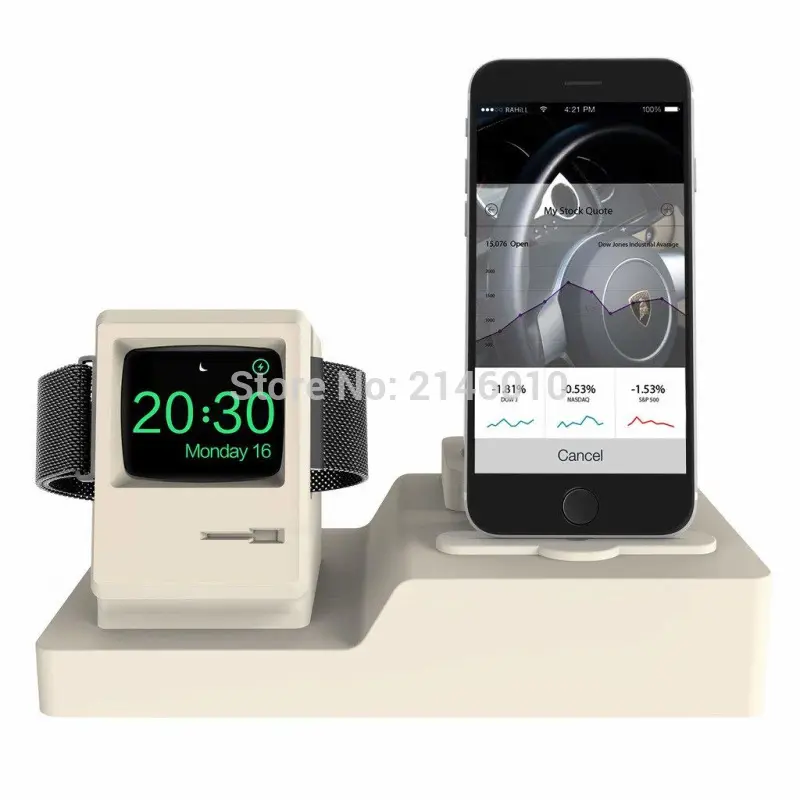 3 в 1 часы в силиконовом корпусе зарядное устройство кронштейн Ретро Док станция переносная люлька для наручных часов Apple Watch/iPhone держатель дисплея
