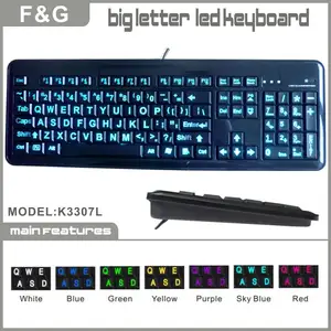 Retroiluminado grande teclado de letras com para pessoas de visão baixa, crianças, idosos