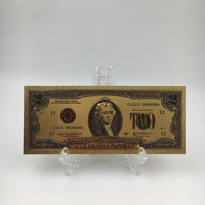 Amerika tarzı 24K altın folyo değil para 2 abd doları banknot akrilik çerçeve standı ile hediyeler için - Product Image 3