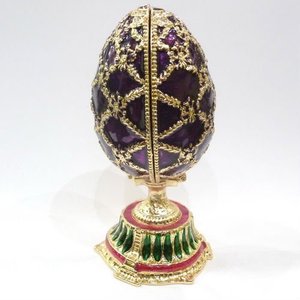 Nuevo Joyero de Aleación de Peltre Color Morado, Moderno, con Esmalte, Cristal y Baño de Oro, Estilo Fabergé - Product Image 4