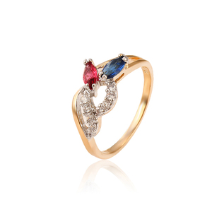 Klv — bague en <span class=keywords><strong>or</strong></span> <span class=keywords><strong>plaqué</strong></span> et cristal pour femmes, bijou multicolore à la mode, de haute qualité, 13014 - Product Image 1