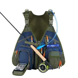 Su geçirmez sinek balıkçılık yeleği sırt çantası örgü sırt ve ayarlanabilir bel kemeri balıkçı çantası