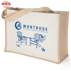 Tote Bag Promosi Kain Linen Eco 100% Katun Tas Belanja Kustom Organik Tas Jinjing Modis