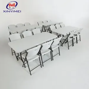 White outdoor wedding used PP plastic folding table and chair