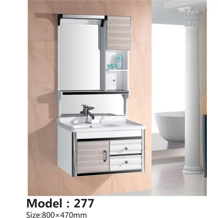 2014 Classic High Gloss Painting PVC Bathroom Cabinet with Wash Basins