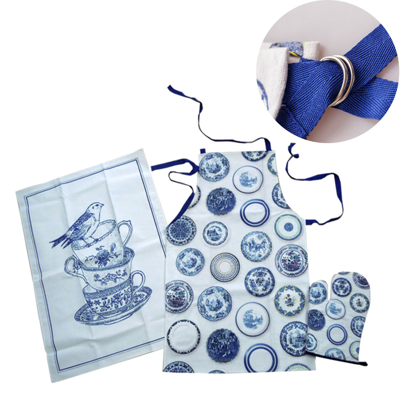 Набор фартуков для кухонного полотенца из 100% хлопка с велюровым принтом и держателем для кастрюли