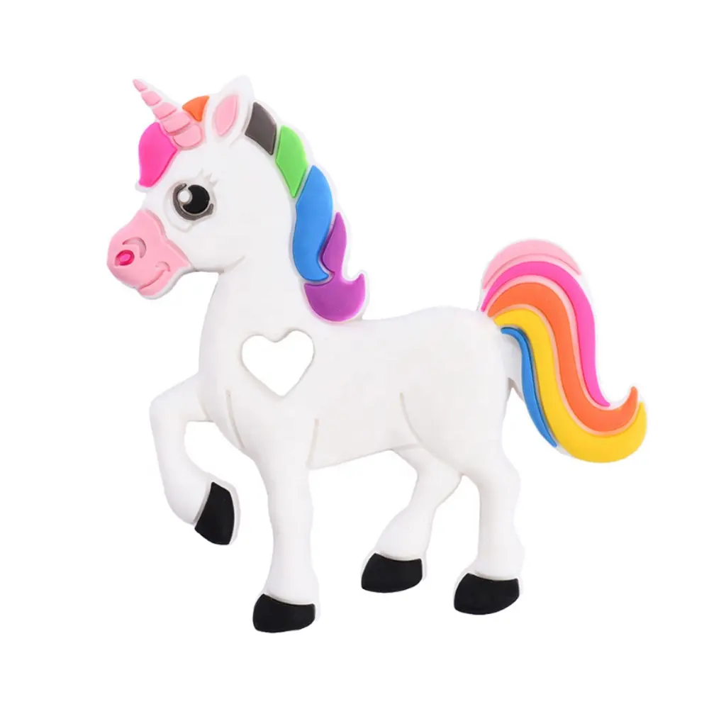 Massaggiagengive del bambino dei giocattoli molli del Silicone di BPA di forma animale del cavallo dell'unicorno di sicurezza sveglio divertente all'ingrosso del regalo