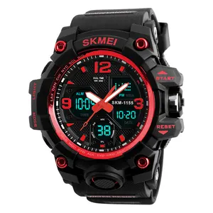 นาฬิกาสำหรับนักกีฬารุ่น Tangan Skmei 1155B,นาฬิกาดิจิตอลระบบอะนาล็อกนาฬิกาข้อมือกีฬาสีเขียวลายพรางสำหรับผู้ชาย
