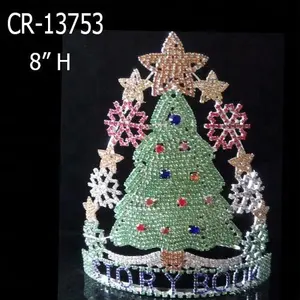 Рождественская елка Праздничная тема тиара оптом большая корона для конкурса красоты