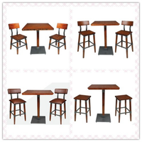 Chaises et table de restaurant industriel en bois et métal, restauration rapide, style européen
