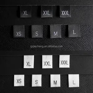 Kain Damask Mewah Pakaian Satin Tenun Centerfold Label Label Gaun Celana Ukuran Kecil untuk Pakaian Nomor X Xl Xll Label Ukuran