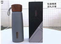 Termo de Acero Inoxidable de Doble Pared Aislado al Vacío de 400ml 500ml, Bonito Termo de Madera y Plástico para Agua