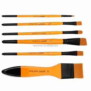 escova da arte do desenho Suppliers-Conjunto de pincéis artísticos de laranja, 6 peças, pincéis de aquarela, cabelo de nylon, acrílico, para desenho artístico