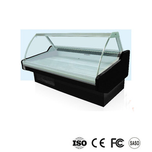 Alta calidad 2 m longitud supermercado puerta de cristal curvo casos delicatessen refrigerado para la venta - Product Image 1